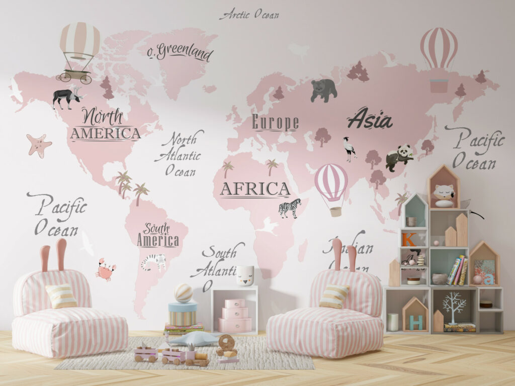 Tapeta: Mapa svijeta Pink