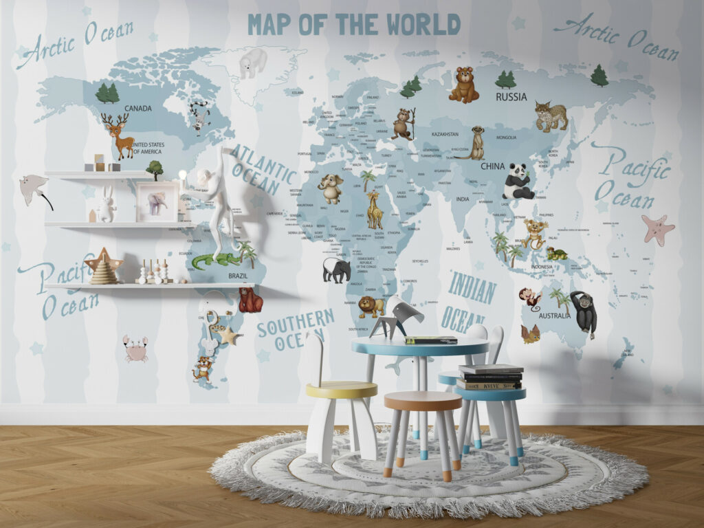 Tapeta: Mapa svijeta -plava