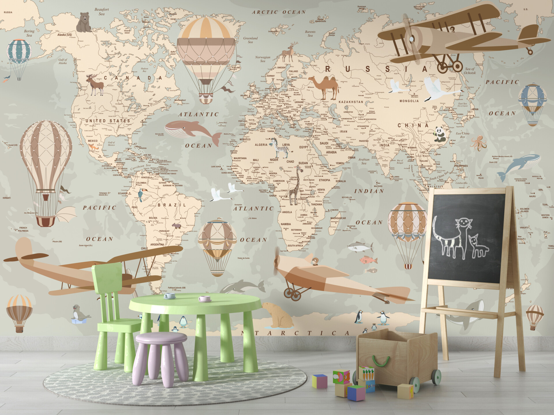 Tapeta: Mapa svijeta - bež