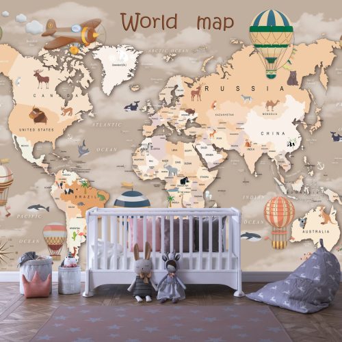 Tapeta: Mapa svijeta -smeđa