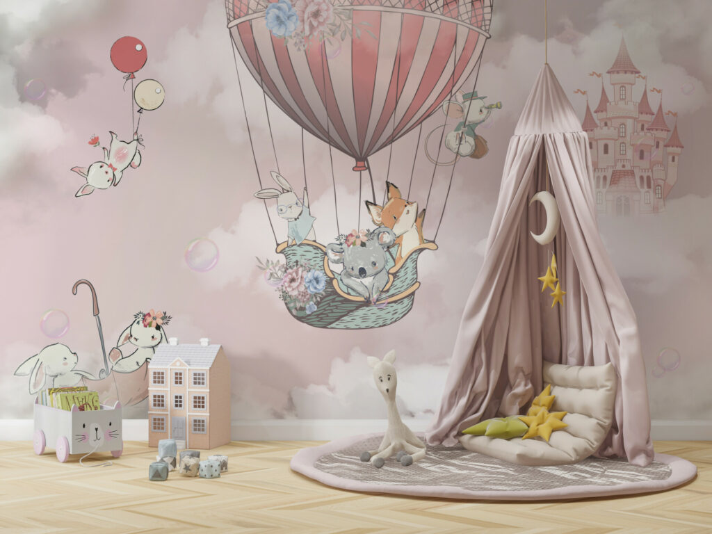 Tapeta: Životinje u balonu